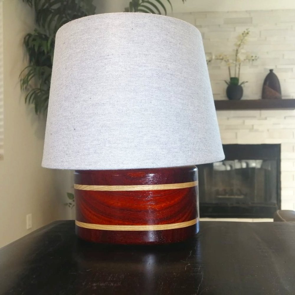 Handcrafted Padauk Wood Table Lamp